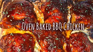 The Best Crispy Oven Baked BBQ Chicken Thighs [upl. by Hanid]