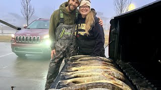 Christmas Eve INSANE Walleye Smack Down In The FOG [upl. by Enomyar]