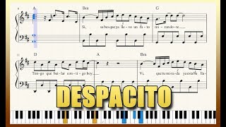 quotDespacitoquot  Piano Tutorial  Free Sheet Music with lyrics  Luis Fonsi  George Vidal [upl. by Nnaitsirk]