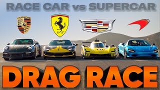 Cadillacs Le Mans Car Races Ferrari 296 McLaren 750S 911 Turbo S — Cammisa Ultimate Drag Race [upl. by Eadnus]