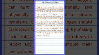 Anti ragging essay in english  short essay on anti ragging [upl. by Menell911]