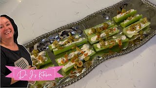 Cream Cheese Feta amp Olive STUFFED CELERY  Heathy Tasty Snack [upl. by Nemrac]