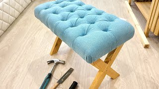 How To Make A Tufted Bench  A Unique amp EyeCatching Piece of Home Decor  DIY by Polkilo [upl. by Refinneg]