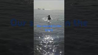 At Larnaca Seashore our second time beach swimtime iloveswimming family [upl. by Anuahc]