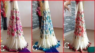 Latest soft georgette floral design and leaf print sarees Rs 1000 [upl. by Nyasuh]