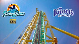 August 2022 HangTime Roller Coaster On Ride 4K POV Knotts Berry Farm [upl. by Llered]