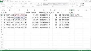 Bearings and Distances from Northings and Eastings in Excel [upl. by Anneliese]