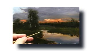 Painting a landscape in oil Beginners painting lesson Narrated Step by Step [upl. by Manchester]