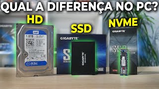 QUAL A DIFERENÇA ENTRE HD SSD E SSD M2 NVME NO PC TESTE PRÁTICO [upl. by Aelem]