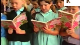 1980s UK Village School Assembly Children Sign Hymns Archive Footage [upl. by Suivatco]