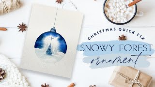 How to Paint a Snowy Forest Watercolour Christmas Ornament [upl. by Nylrak83]