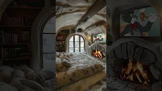 54The fireplace roars a lullaby while the snow paints the world white  Cosy Bedroom [upl. by Eesac824]