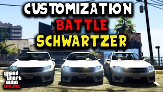 GTA V Customization Battle  Benefactor Schwartzer with HarmNone and gtanpc [upl. by Ecirahs]