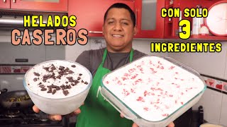 HELADO casero con 3 INGREDIENTES y de 3 SABORES Sin Máquina ¡Receta Super fácil y Barata🍧😍🍨 [upl. by Ewart303]