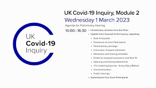 UK Covid19 Inquiry  Module 2 Preliminary Hearing  1 March 2023 [upl. by Donahoe]