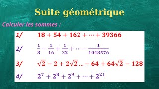 La somme des termes dune suite géométrique Exercice important [upl. by Rhodie533]