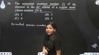 The azimuthal quantum number l of an electron in the dz2 orbital of a copper atom Atom number [upl. by Sparke]