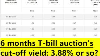 Upcoming 6 months Tbill cutoff yield expected to be 388 pa or so [upl. by Etterb]