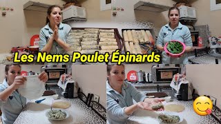 Les Nems Poulet Épinards 😋 أسهل طريقة لتحضير سيكار معمر بألذ حشوة بالدجاج والسبانخ 😋 [upl. by Dera]