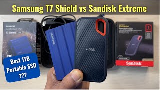 Sandisk Extreme vs Samsung T7 Shield  Best 1TB Portable SSD  Comparison [upl. by Arty]