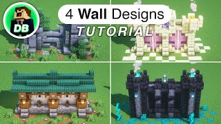 Minecraft How to build 4 Wall Designs Tutorial [upl. by Saffren822]