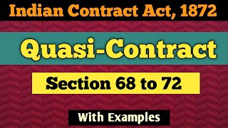 Quasi Contracts in Indian Contract Act 1872  Section 68 to 72 of Quasi Contract Business Law [upl. by Row668]