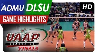 UAAP 78 WV Finals DLSU vs ADMU Game Highlights [upl. by Anneres]