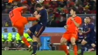 Nigel De Jongs tackle on Xabi Alonso  2010 SA World Cup [upl. by Ynafets811]