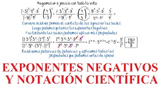 EXPONENTES NEGATIVOS Y NOTACIÓN CIENTÍFICA 10 [upl. by Ecerahs160]