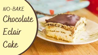 How to Make Chocolate Eclair Cake Easy nobake dessert recipe pudding graham crackers Cool Whip [upl. by Ellerehc]