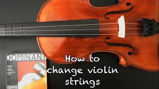 How to restring a violin StepByStep Dominant Thomastik Infeld strings [upl. by Haldes]