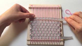 Mini Loom Weaving Tutorial With Ribbon [upl. by Nalyak7]