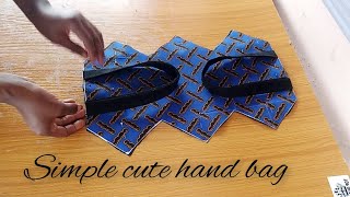 DIY Ankara cute hand bag  How to cut and sew easy Ankara bag beginners friendly [upl. by Adnawed]