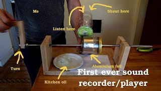 DIY phonograph  sound recorderplayer from aluminium foil and wood [upl. by Laeira]