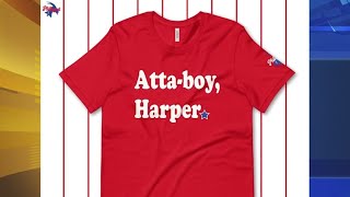 Shop sells Attaboy Harper shirts after comment fires up Phillies [upl. by Medwin487]