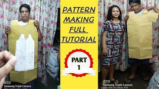 DRESS PATTERN MAKING PART 1PAANO GUMAWA NG PATTERN FULL TUTORIALSimple dress pattern [upl. by Ted]