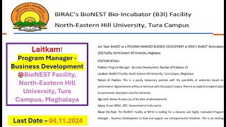 Laitkam Program Manager  Business Development BioNEST Facility NEHU Tura Campus Meghalaya [upl. by Yznil]