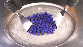 ASMR  Blueberry Ice Cream Rolls  how to make satisfying fried Ice Cream with tapping and eating 4k [upl. by Alekim]