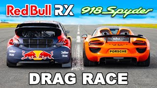 Porsche Hypercar v Red Bull Rallycross DRAG RACE [upl. by Dnomar]