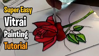 Super Easy Vitray Painting on glass HOW to make Vitrai Paintig on a glass [upl. by Joana]