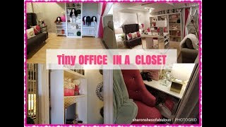 TINY OFFICE IN A CLOSET Glam  VERY EFFICIANT  HOW TO ORGANIZE [upl. by Kessiah]