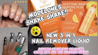 MODELONES NEW 3 IN 1 NAIL REMOVER  ACETONE BUT NOURISHING  REMOVING MY GEL TIPS NAILS [upl. by Stearn]