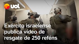 Guerra Exército israelense publica vídeo de resgate de 250 reféns com vida em 1⁰ dia de ataque [upl. by Anialad]