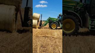 Why carry 4 bales when you can carry 8 bales youtubeshorts johndeer farming cool tractor [upl. by Marlane748]