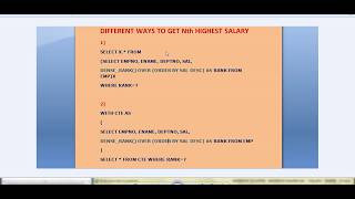 HOW TO GET Nth HIGHEST SALARY in DIFFERENT WAYSSQL Server Tutorials [upl. by Eelak898]