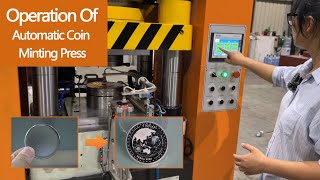 The operation of automatic coin minting press gold coin making machine for making silver coins [upl. by Gokey]