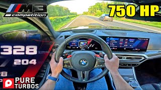 750HP BMW M3 G80 328KMH  204MPH on AUTOBAHN NO SPEED LIMIT [upl. by Missy]