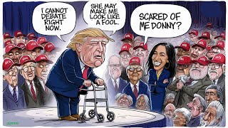 CARTOONS ELECTION DEBATE KAMALA JULY 26 TRUMP COMEDY SATIRE TRUMP KAMALA CARTOONS [upl. by Sandberg]