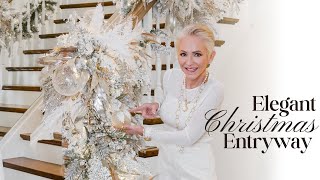 Elegant Christmas Decor for Your Home  Dreamy White Christmas Entryway  Staircase Reveal [upl. by Adamik]