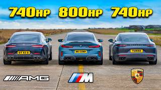 BMW M8 v Panamera v GT 4Door 800hp DRAG RACE [upl. by Cyndia]